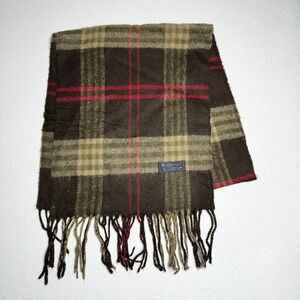 Burberry London Scarf Tan Brown Made In England Nova Check Plaid 100% Lambswool